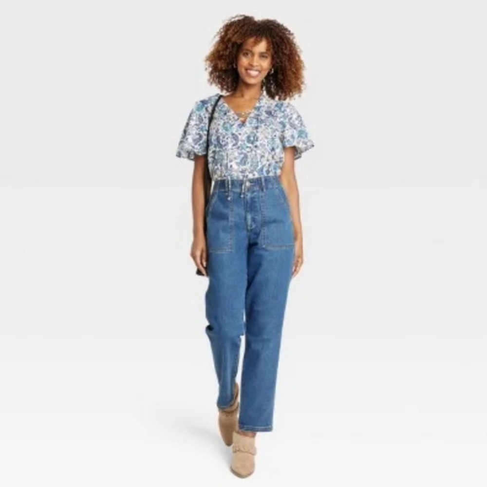 Knox Rose Denim Jeans Patch Pocket Elastic Waist Women’s Size XS